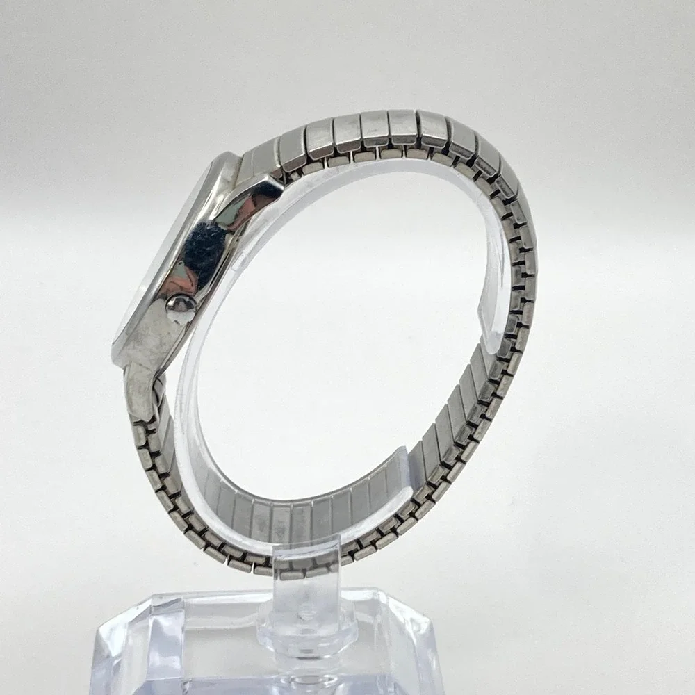 Timex Easy Reader Men's Watch 35mm Silver Tone Indiglo Stretch Band New Battery
